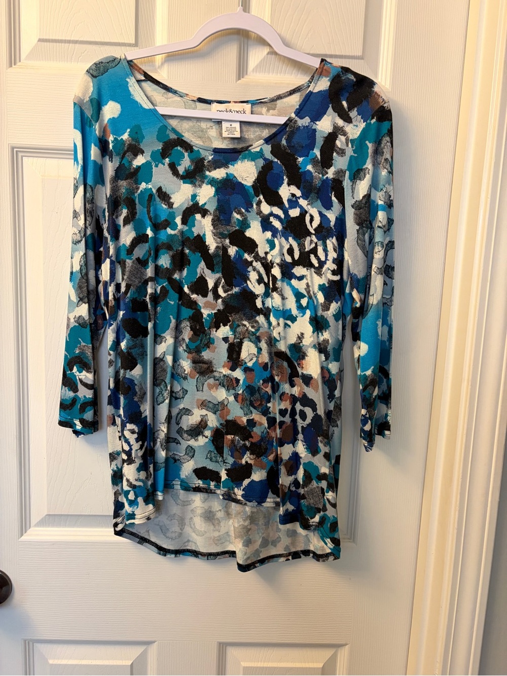 Peck & Peck multicolored top (blue/white, black) - Size Medium